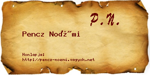 Pencz Noémi névjegykártya